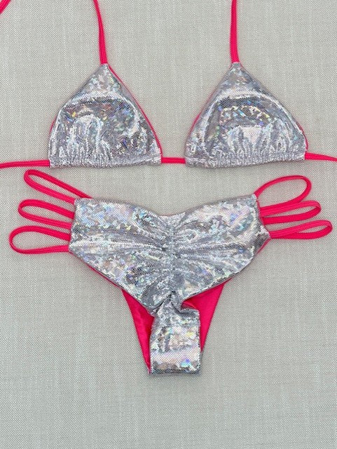 Silver Hologram/Watermelon 3 Strap Bikini