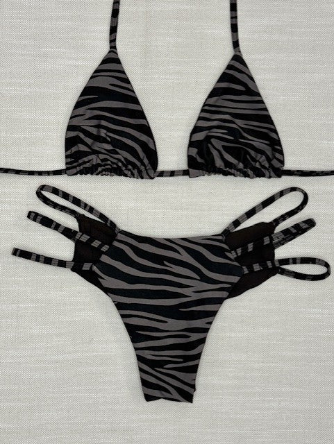 Grey Zebra 3 strap bikini