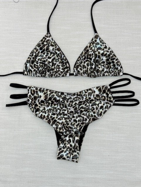 Leopard Hologram 3 Strap Bikini