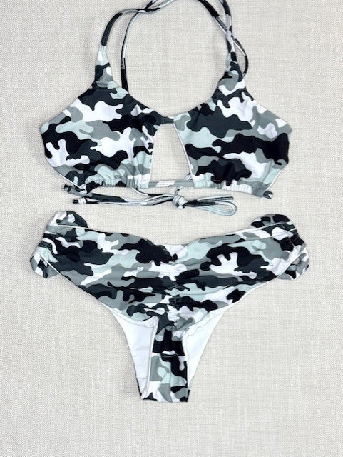 Grey Camo Slide Halter top Bikini