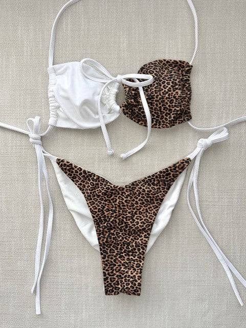 Cheetah/White String Bikini