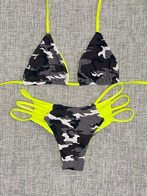 Grey Camo/Neon Yellow bikini set*