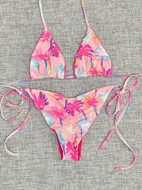 Pink Palm String Bikini