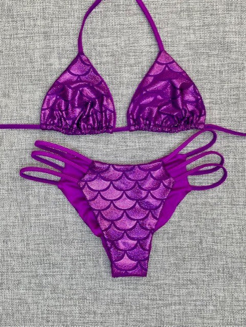 Purple Mermaid 3 Strap Bikini