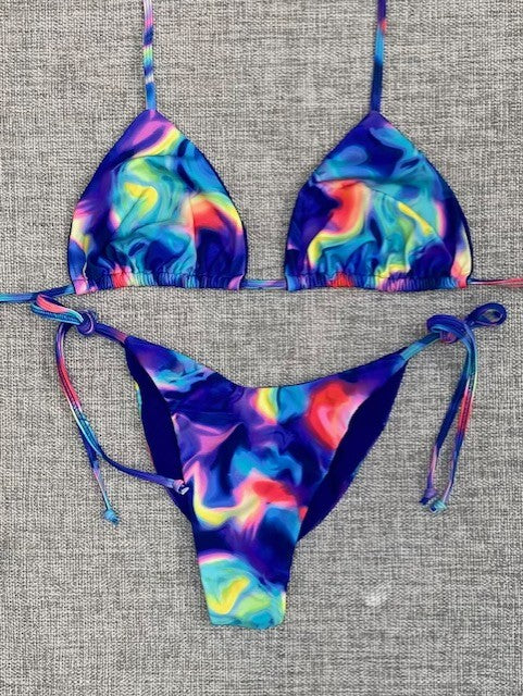 Blue Tie Dye String bikini