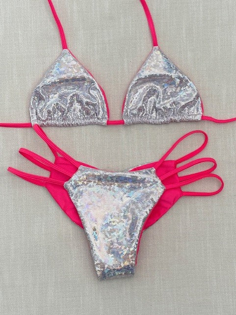 Silver Holgram/Watermelon 3 Strap Bikini